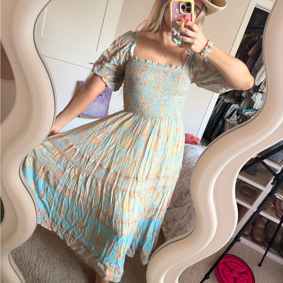 Spell Dresses & Skirts - Spell Turquoise and Peach Midi Dress